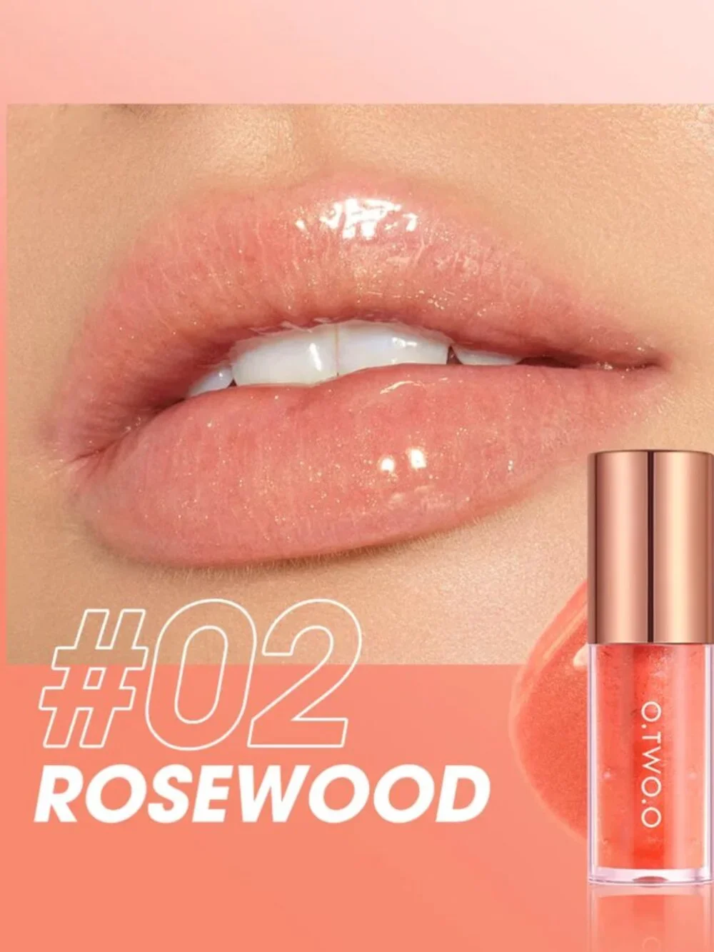 O.TWO.O Hydrating Lip Oil Gloss – Moisturizing Lip Care, Glossy Rosewood Finish
